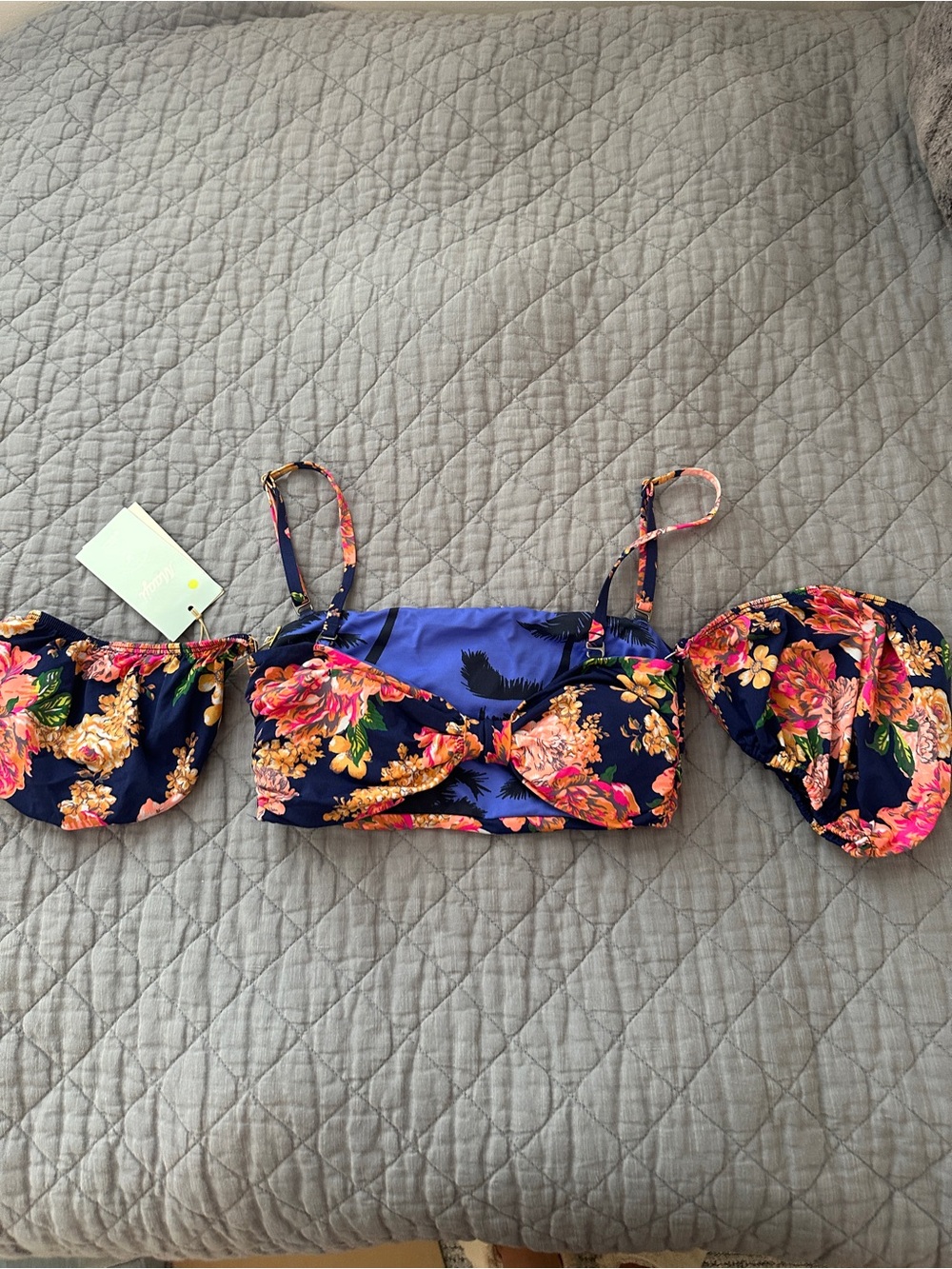 Maaji reversible and removable straps and arm puffs Floral Bikini Top